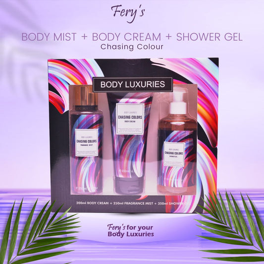 CHASING COLORS GIFT SET (250 ML FRAGRANCE MIST + 200 ML BODY CREAM + 350 ML SHOWER GEL )